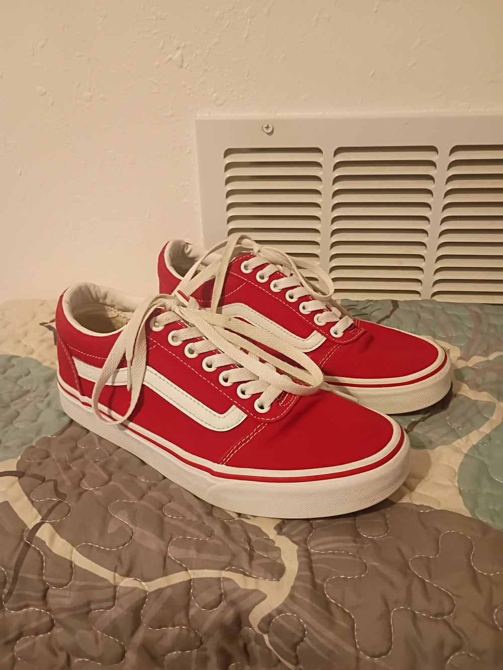 Red Classic Low-Top Sneakers with White Stripe